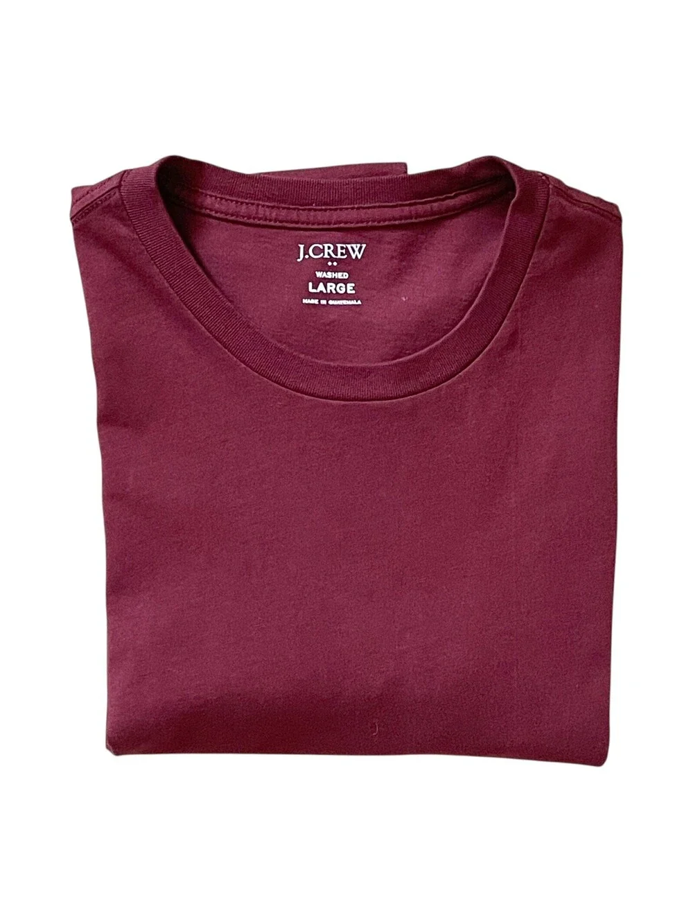 J.CREW Mens Maroon Washed LS T-Shirt Crew Neck 100% Cotton